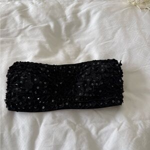 Black Sequin Bandeau Bikini Top